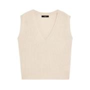 Max Mara Weekend Lyxig Cashmere Vest med V-ringning Beige, Dam