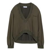 The Attico Crew Neck Fall Sweatshirt Green, Dam