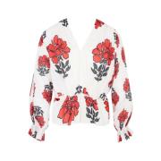 Mare Di Latte Blus med V-ringning i indiska blommor Multicolor, Dam