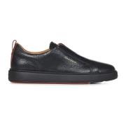 Santoni Svarta Sneakers Lyx Komfort Stil Black, Herr