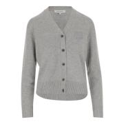 Maison Kitsuné Rävbroderad Ull Kashmir Cardigan Gray, Dam