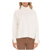 Liu Jo Ull Ring Krage Pullover med Logo White, Dam