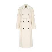 Burberry Vit Bomull Trenchcoat Elegant Stil Beige, Dam