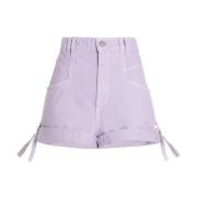 Isabel Marant Lila High Waist Denim Shorts Purple, Dam