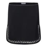 Paco Rabanne Svart Satin Minikjol med Silver Studs Black, Dam