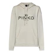 Pinko Beige Vintage Bomull Huvtröja Sweatshirt Beige, Dam