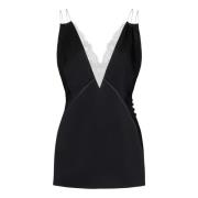 Victoria Beckham Svart Spetsinsats Top Aw24 Black, Dam