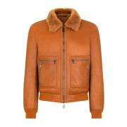 Dolce & Gabbana Brun Mocka Bomberjacka med Multi-zip Brown, Herr