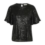 InWear Svart Paljett Topp Blus Black, Dam