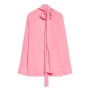 Sportmax Silke Crepe de Chine Blus Rosa Pink, Dam