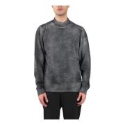 Mauro Grifoni Ullblandning Ribbad Half-Zip Tröja Black, Herr