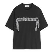 Lanvin Svart T-shirt med Curb spets Black, Herr