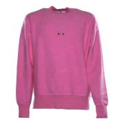 Msgm Bomull Logo Tröja Rund Hals Pink, Herr