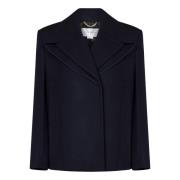 Victoria Beckham Blå Oversized Ull Peacoat Blue, Dam