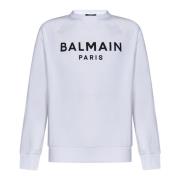 Balmain Vit Bomullssweatshirt Aw24 White, Herr