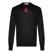 Alexander McQueen Svart Tröja med Skull Design i Ullblandning Black, H...