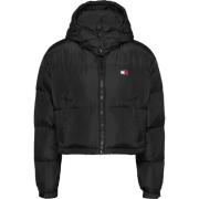 Tommy Jeans Svart Quiltad Nylon Huva Jacka Black, Dam