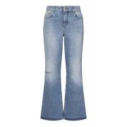 Balmain Blå Flared Jeans med Lejonknappar Blue, Dam