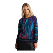 Carlo Colucci Unikt Konstverk Pullover Blue, Dam