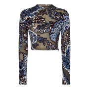 Etro Clear Blue Blommig Jacquard Topwear Multicolor, Dam