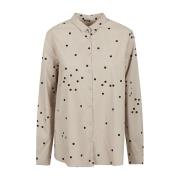 Apuntob Polka Dot Långärmad Skjorta Beige Beige, Dam