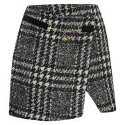 Elisabetta Franchi Tweed Omlottkjol Prins av Wales Black, Dam