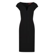 Max Mara Studio Elegant V-ringad Cady Klänning Black, Dam