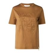 Max Mara Brun Bomull T-shirt med präglat logotyp Brown, Dam