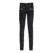 Balmain Smal passform bomullsjeans Black, Herr