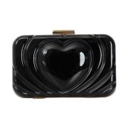 Love Moschino Svart Clutch med präglat hjärtmönster Black, Dam