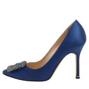 Manolo Blahnik Pre-owned Pre-owned Satin klackskor Blue, Dam