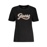 Guess Svarta Bomull Tops & T-Shirt Black, Dam