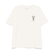 Drole de Monsieur Blommigt Rund Hals T-shirt White, Herr