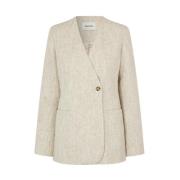 Modström Asymmetrisk Knappad Blazer med Slits Beige, Dam