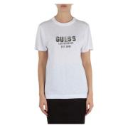 Guess Flammeffekt Bomull Modal T-shirt White, Dam