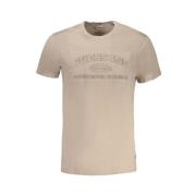 Guess Bomull Beige T-shirt med Print Logo Beige, Herr