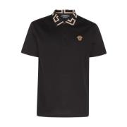 Versace Svart Bomullspolo med Logotyp Black, Herr