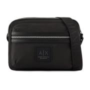 Armani Exchange Svart Crossbody Väska med Logotyp Black, Herr