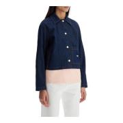 Maison Kitsuné Rävbroderad Kort Jeansjacka Blue, Dam