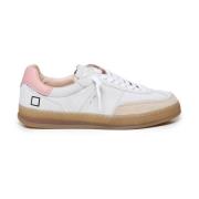 D.a.t.e. Vit Rosa Läder Sneakers Nitar Stängning White, Dam