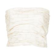 Rotate Birger Christensen Elegant Satin Crop Top med Scarf Beige, Dam