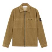 Stone Island Ekologisk Bomull Velvet Overshirt med Diagonala Bröstfick...