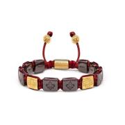 Nialaya Men`s Ceramic Flatbead Bracelet in Dark Red and Gold Multicolo...