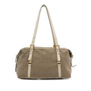 Prada Vintage Pre-owned Canvas axelremsvskor Brown, Dam