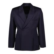 Dior Marinblå Ull Peak Revers Blazer Blue, Herr