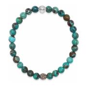 Nialaya Men's Grey Diamond Wristband with Bali Turquoise Gray, Herr