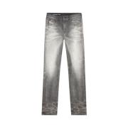 Diesel Slim Fit Sliten Dragkedja Jeans Gray, Herr