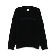 Emporio Armani Svart Stickad Fleece Tröja Black, Herr