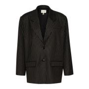 Gestuz Blackpinstripe Lurex Blazer Jacka Black, Dam