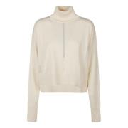 Patrizia Pepe Präglad Turtle Neck Tröja Beige, Dam